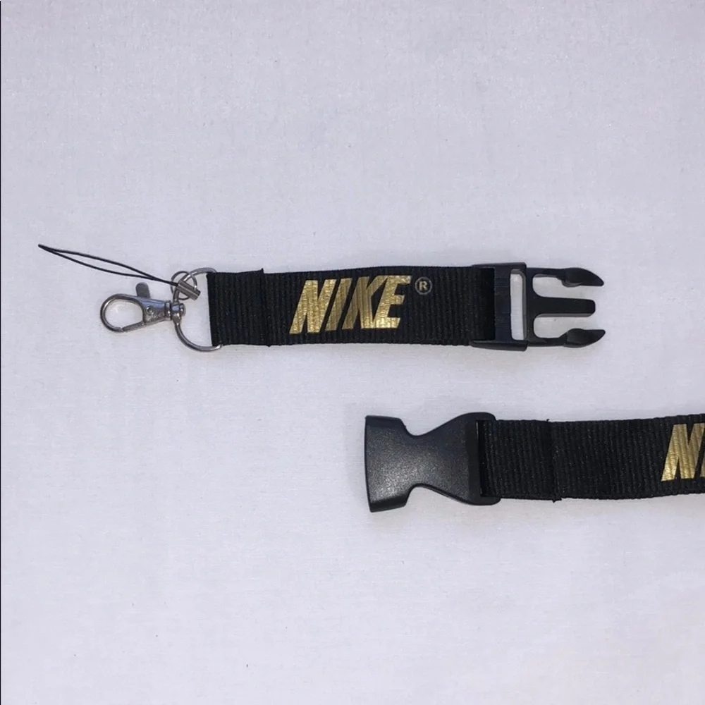New Nike Black and Gold Lanyard ID Badge Keychain